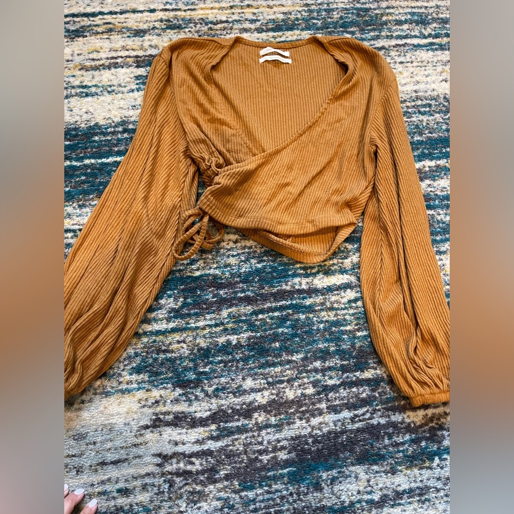 Urban Outfitters Mustard Wrap Blouse